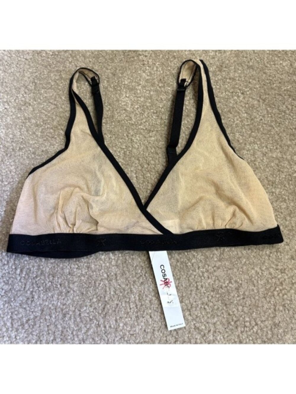 Cosabella Italian Luxury Soire Two Tone Blush Sheer Mesh Wireless Women's Large